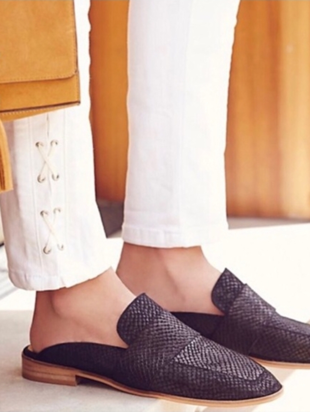 Free People Women's At Ease Embossed Loafers Black size 7 Preppy Academia NWOB